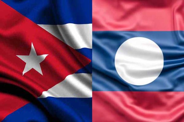 Bandera Cuba Laos