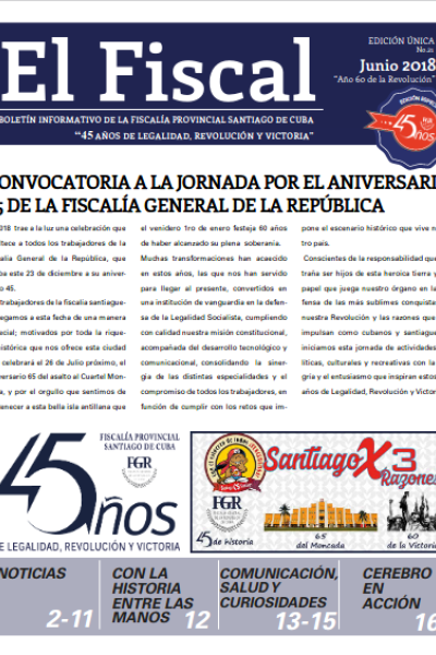 Portada Boletín El Fiscal Julio 2018