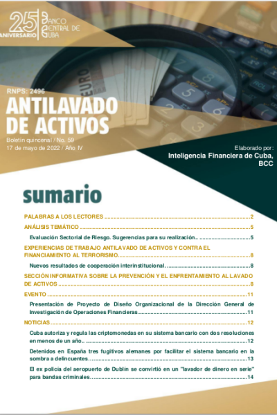Portada boletín antilavado de activos